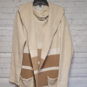 Dress Forum Oversized Hooded Cardigan Cream/Brown - One size
